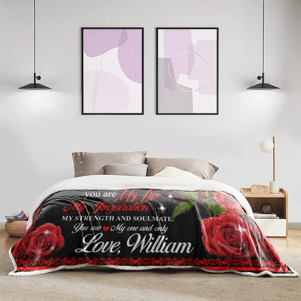 Custom Love Leatter on Blanket - Personalized Gift for Her