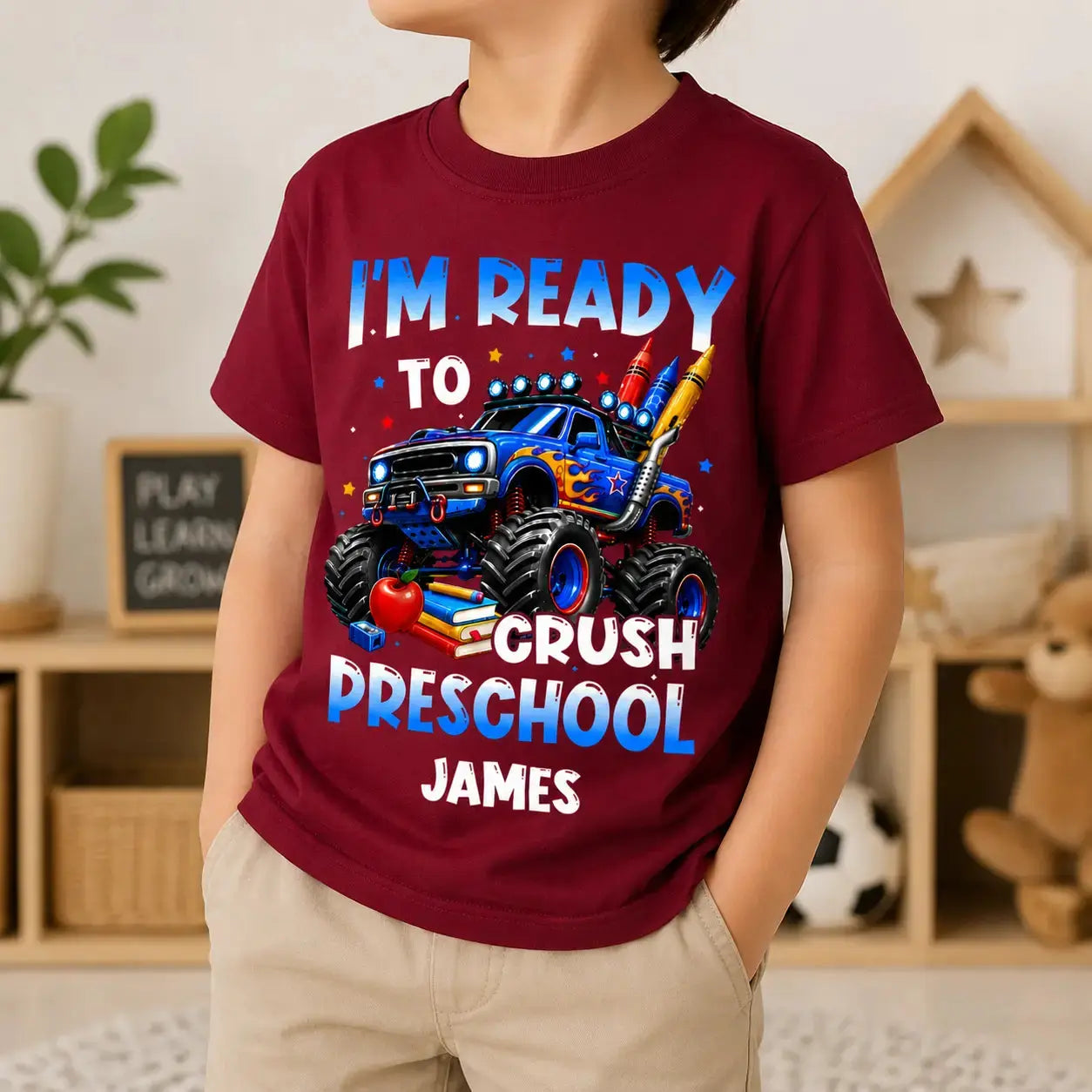 Custom Monster Truck Back To School Kids Shirt