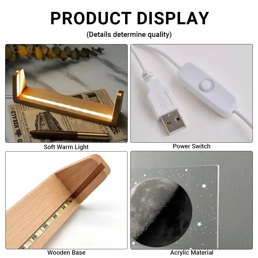 Custom Moon Phase Night Light - Personalized Gift for Family Member Duconspace