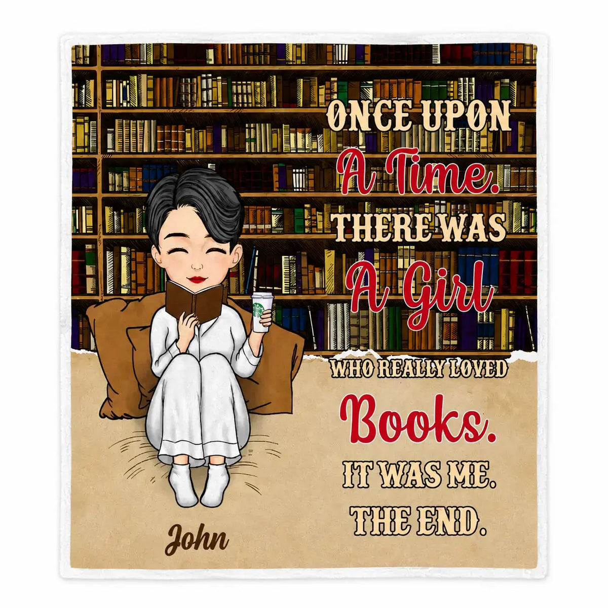 Custom Name & Avatar Book Lover Velvet Blanket Duconspace