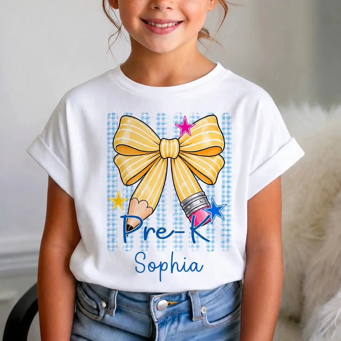 Custom Name School Bow Youth Shirt