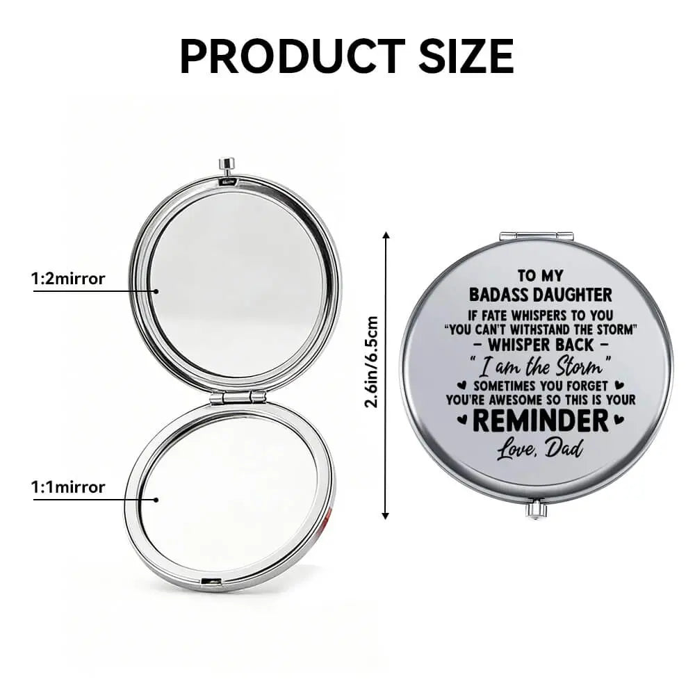 Custom Name on Circle Metallic Compact Mirror - Custom Gift for Daughter Duconspace
