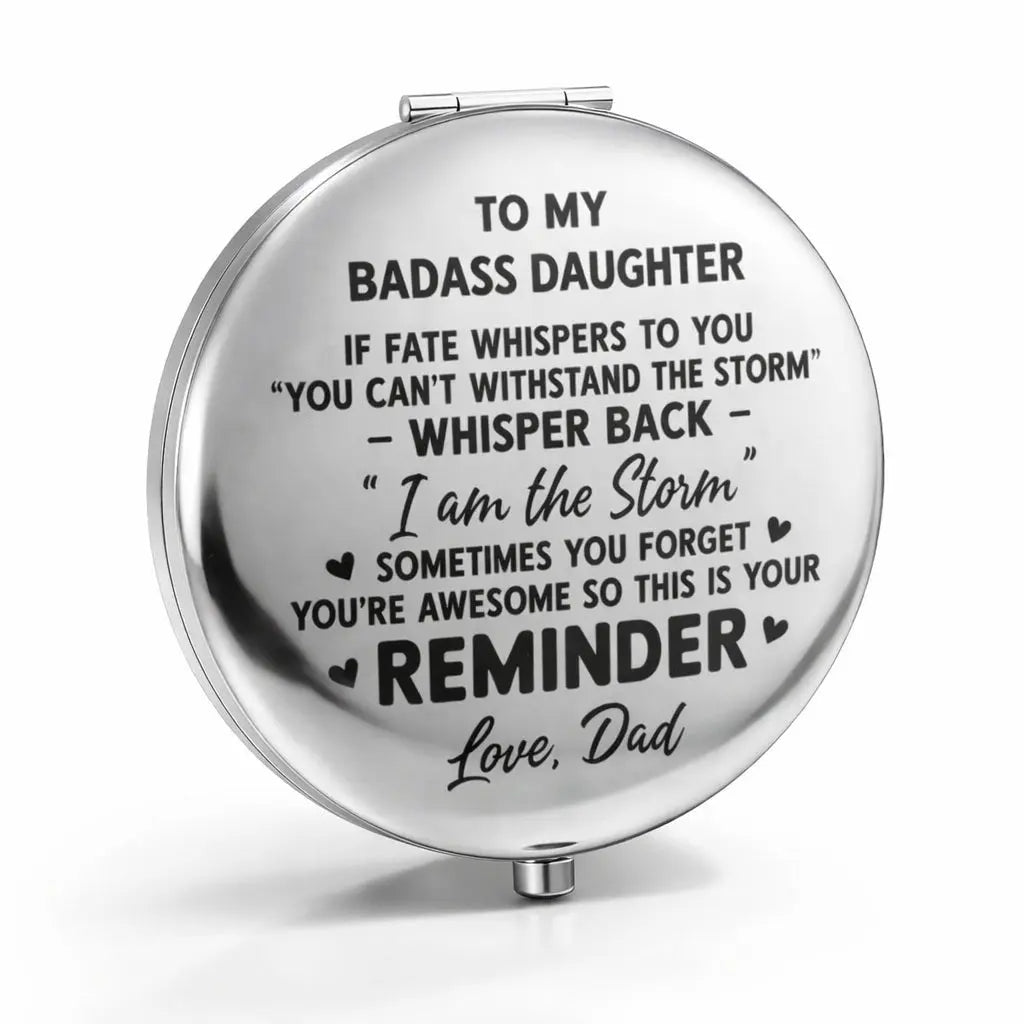 Custom Name on Circle Metallic Compact Mirror - Custom Gift for Daughter Duconspace