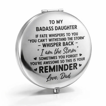 Custom Name on Circle Metallic Compact Mirror - Custom Gift for Daughter Duconspace