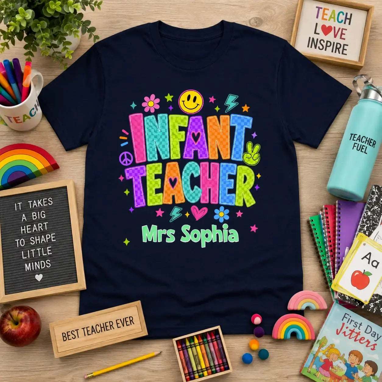 Custom Name on Kindergarten Shirt - Personalized Gift for Studen, Teacher Duconspace