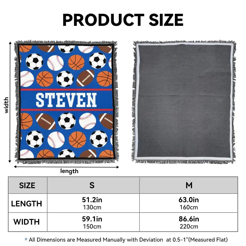 Custom Name on Sports Blanket - Personalized Gift for Kids Duconspace