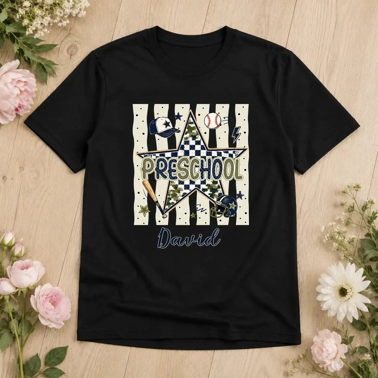 Custom Name on Star Camo Back to School Shirt