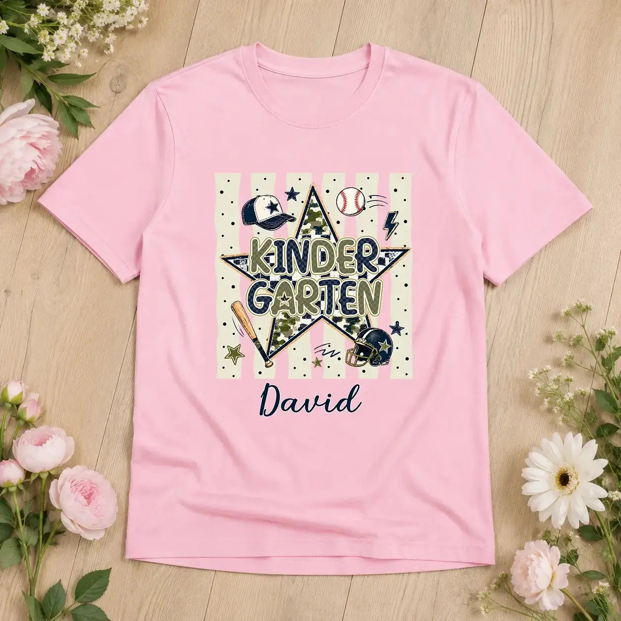 Custom Name on Star Camo Back to School Shirt