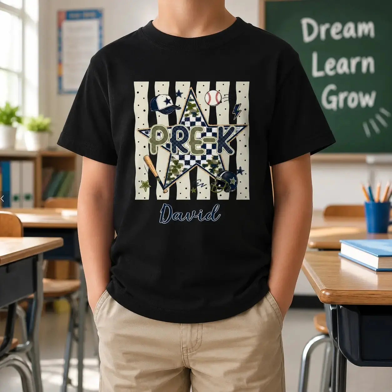 Custom Name on Star Camo Back to School Shirt