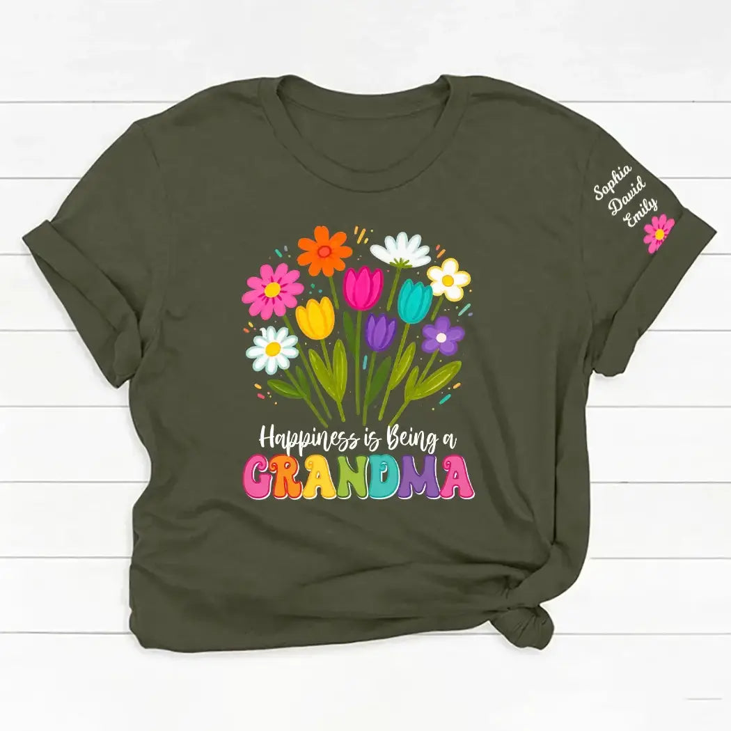 Custom Names on Grandma Flower Shirt - Personalized Gift for Grandma Duconspace