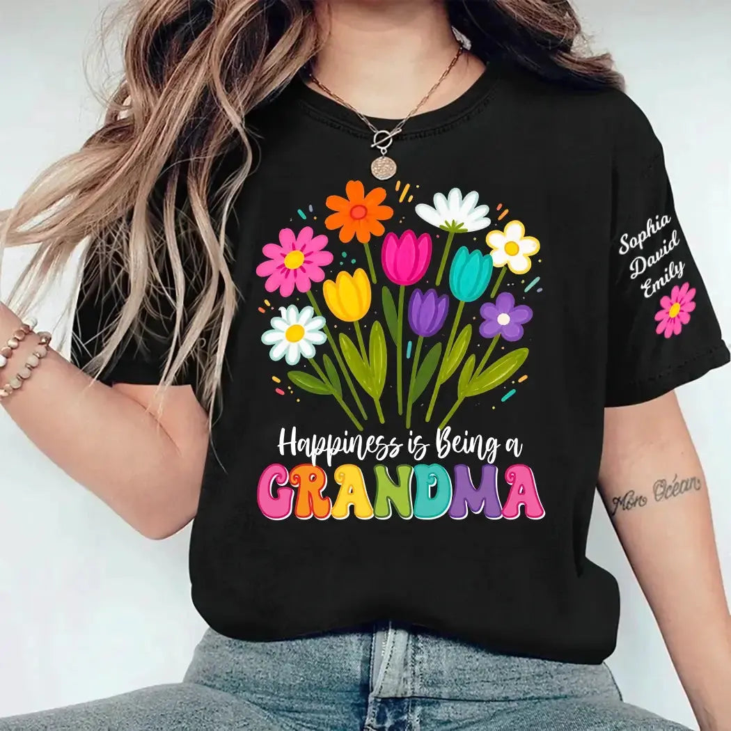Custom Names on Grandma Flower Shirt - Personalized Gift for Grandma Duconspace