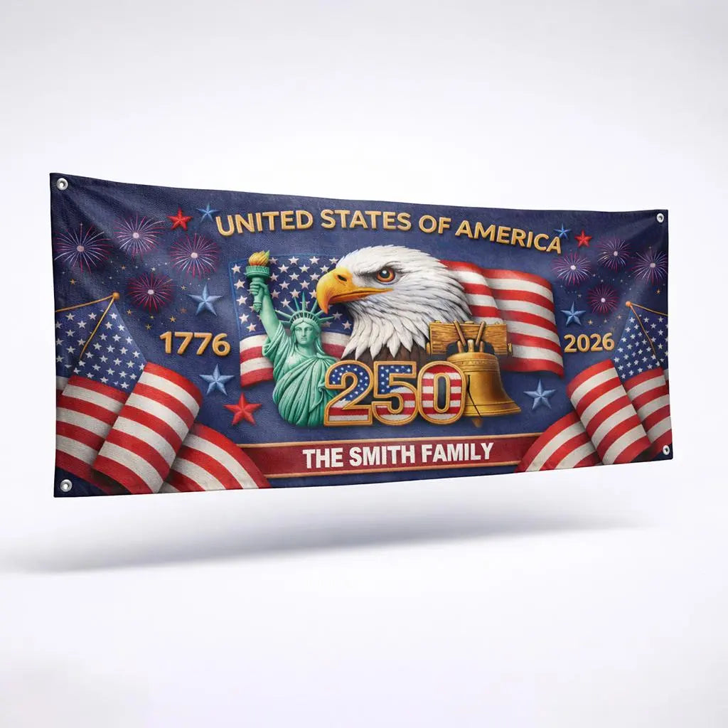 Custom Outdoor Banner, Personalized America 250th Anniversary Gifts Duconspace