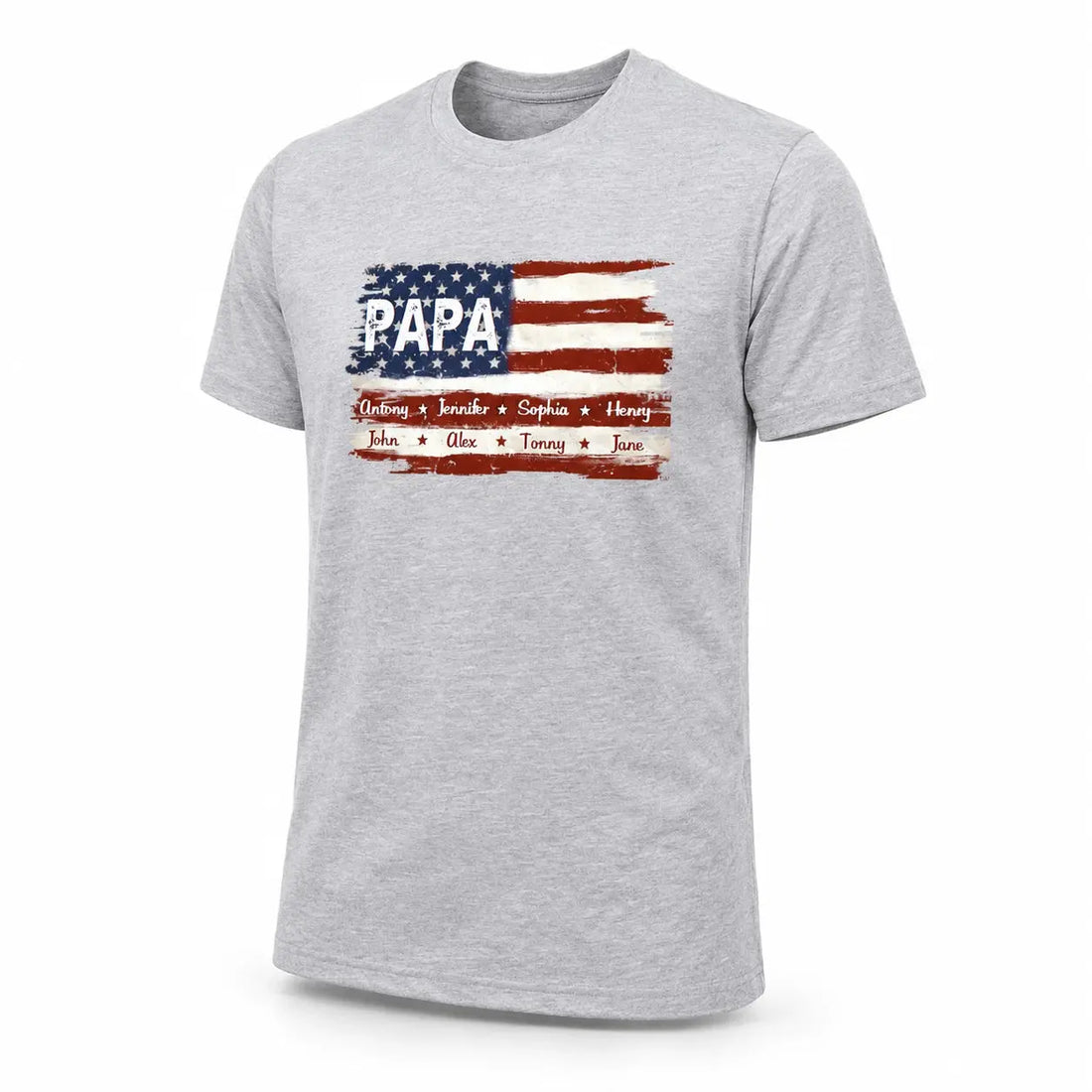 Custom Papa American Flag T-Shirt With Kids Names Duconspace