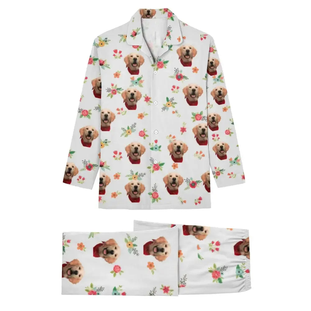 Custom Pet Face Flower Pajamas Set - Personalized Gift for Pet Lovers Duconspace