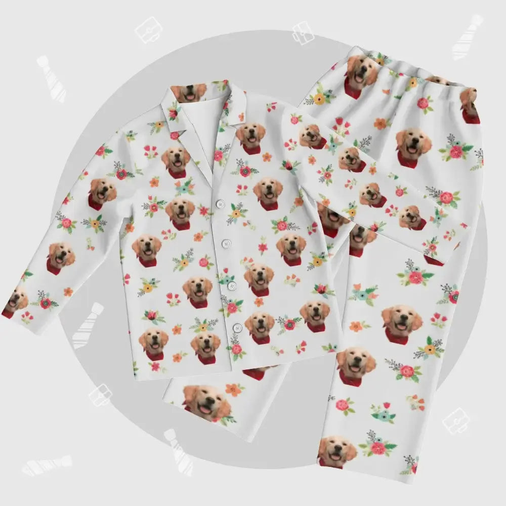Custom Pet Face Flower Pajamas Set - Personalized Gift for Pet Lovers Duconspace