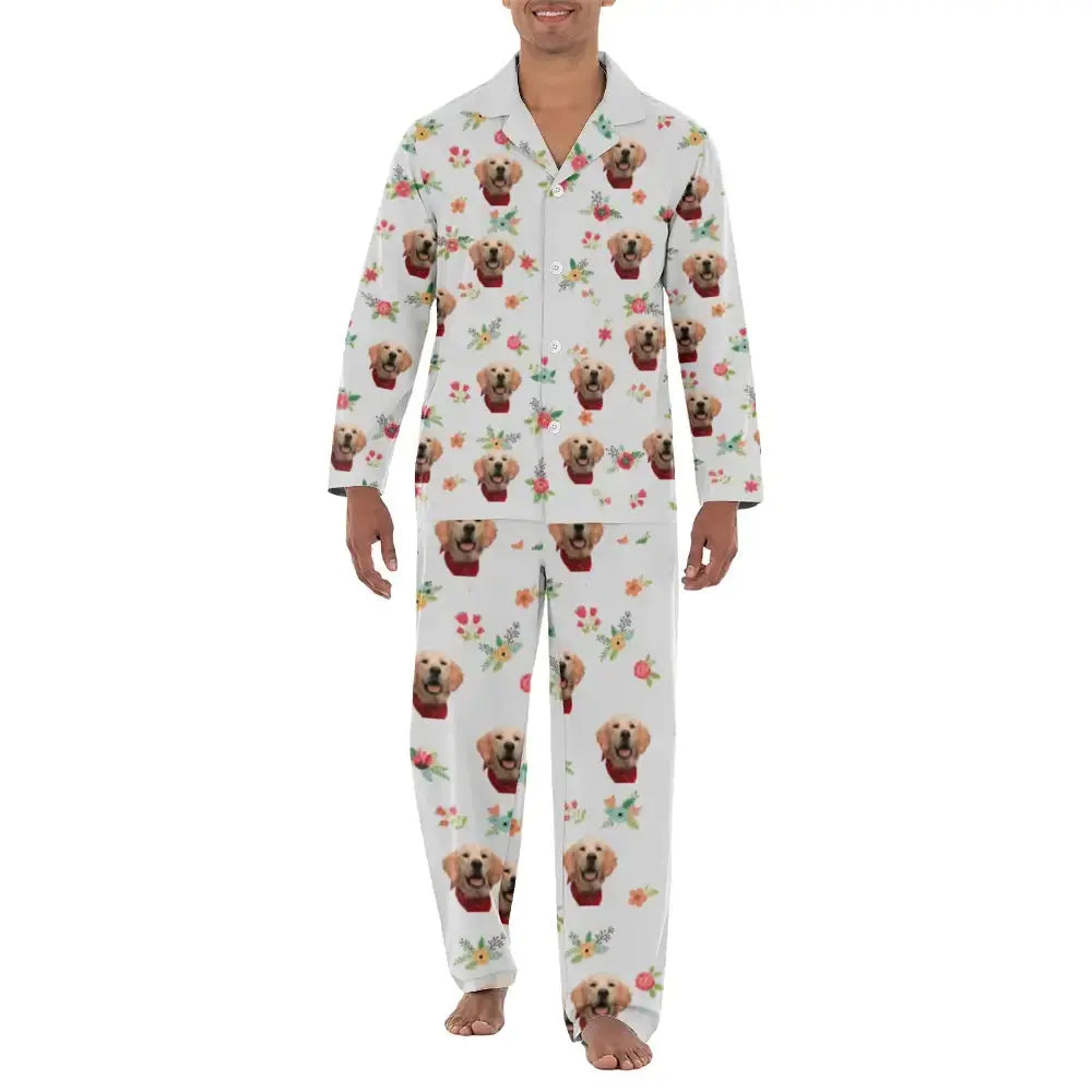 Custom Pet Face Flower Pajamas Set - Personalized Gift for Pet Lovers Duconspace