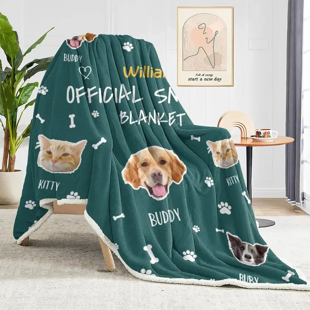 Custom Pet Face Snuggle Blanket With Name - Personalized for Pet Lovers Printbelle