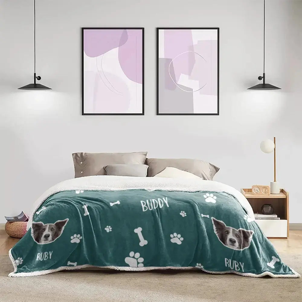 Custom Pet Face Snuggle Blanket With Name - Personalized for Pet Lovers Printbelle