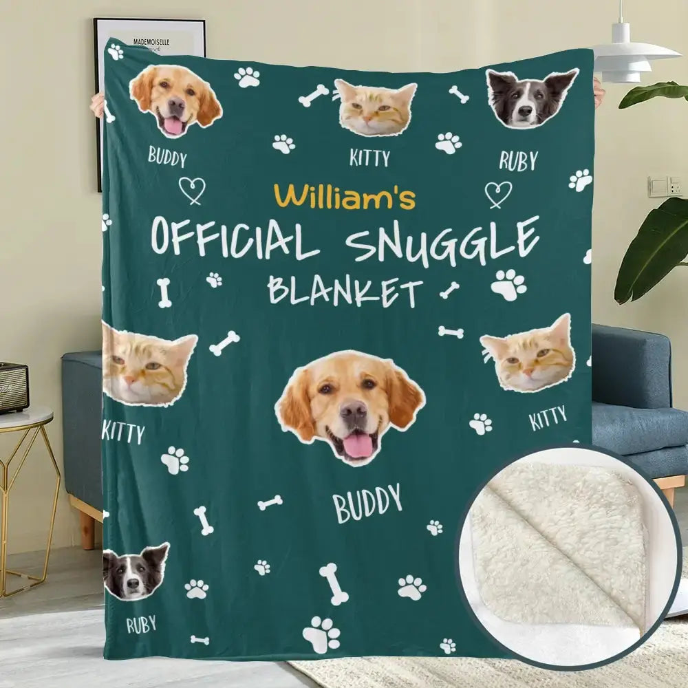 Custom Pet Face Snuggle Blanket With Name - Personalized for Pet Lovers Printbelle