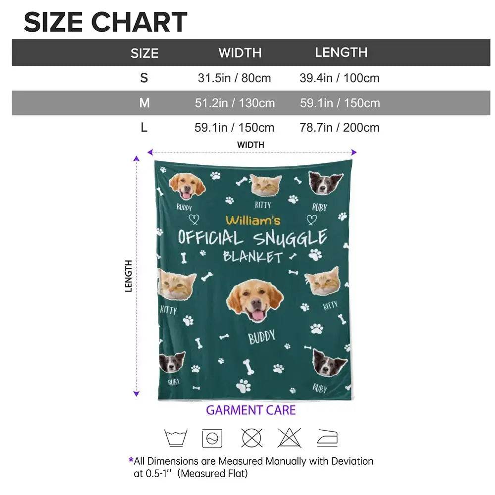 Custom Pet Face Snuggle Blanket With Name - Personalized for Pet Lovers Printbelle