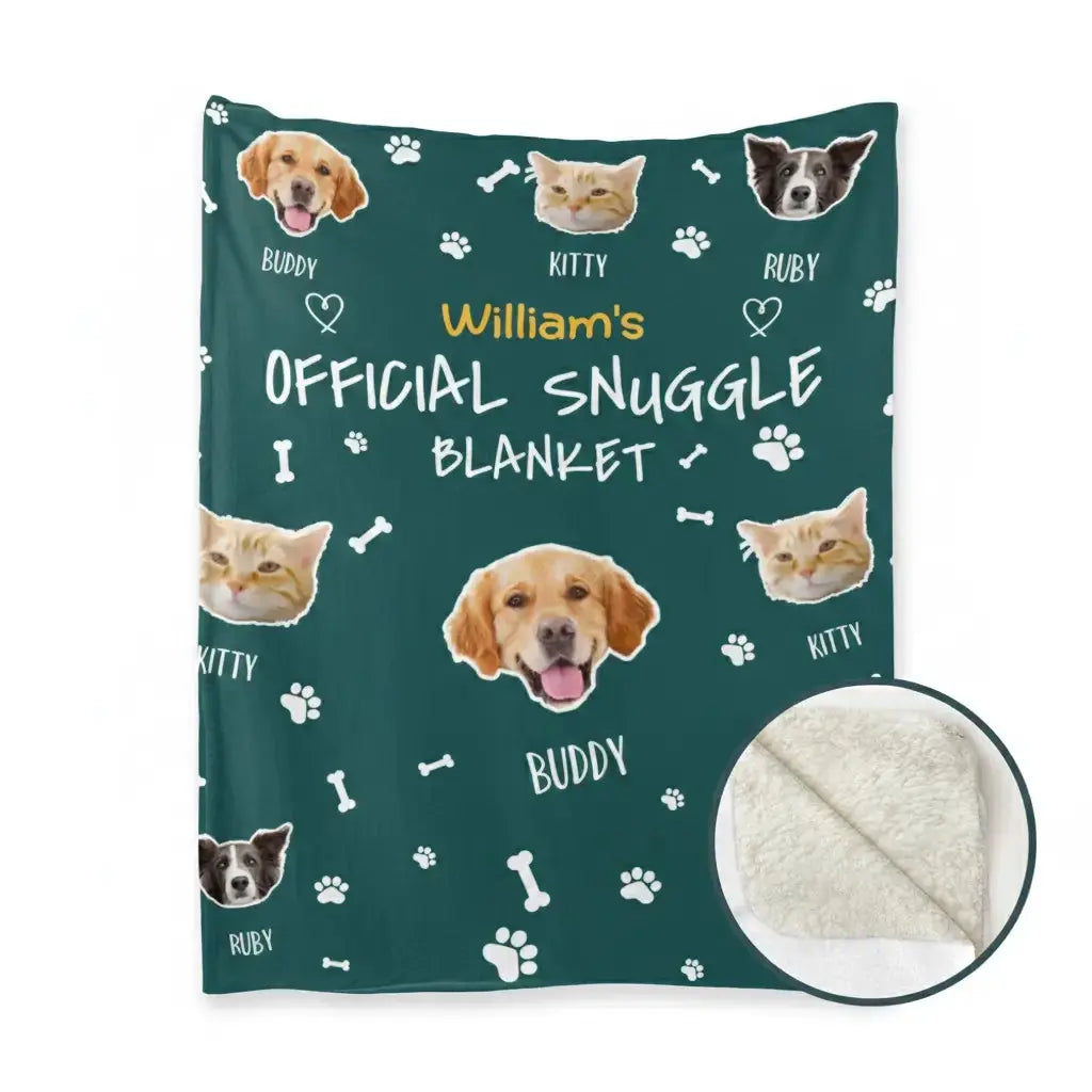 Custom Pet Face Snuggle Blanket With Name - Personalized for Pet Lovers Printbelle
