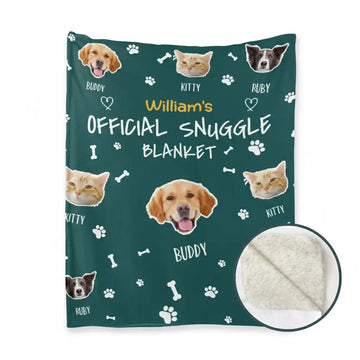 Custom Pet Face Snuggle Blanket With Name - Personalized for Pet Lovers Printbelle