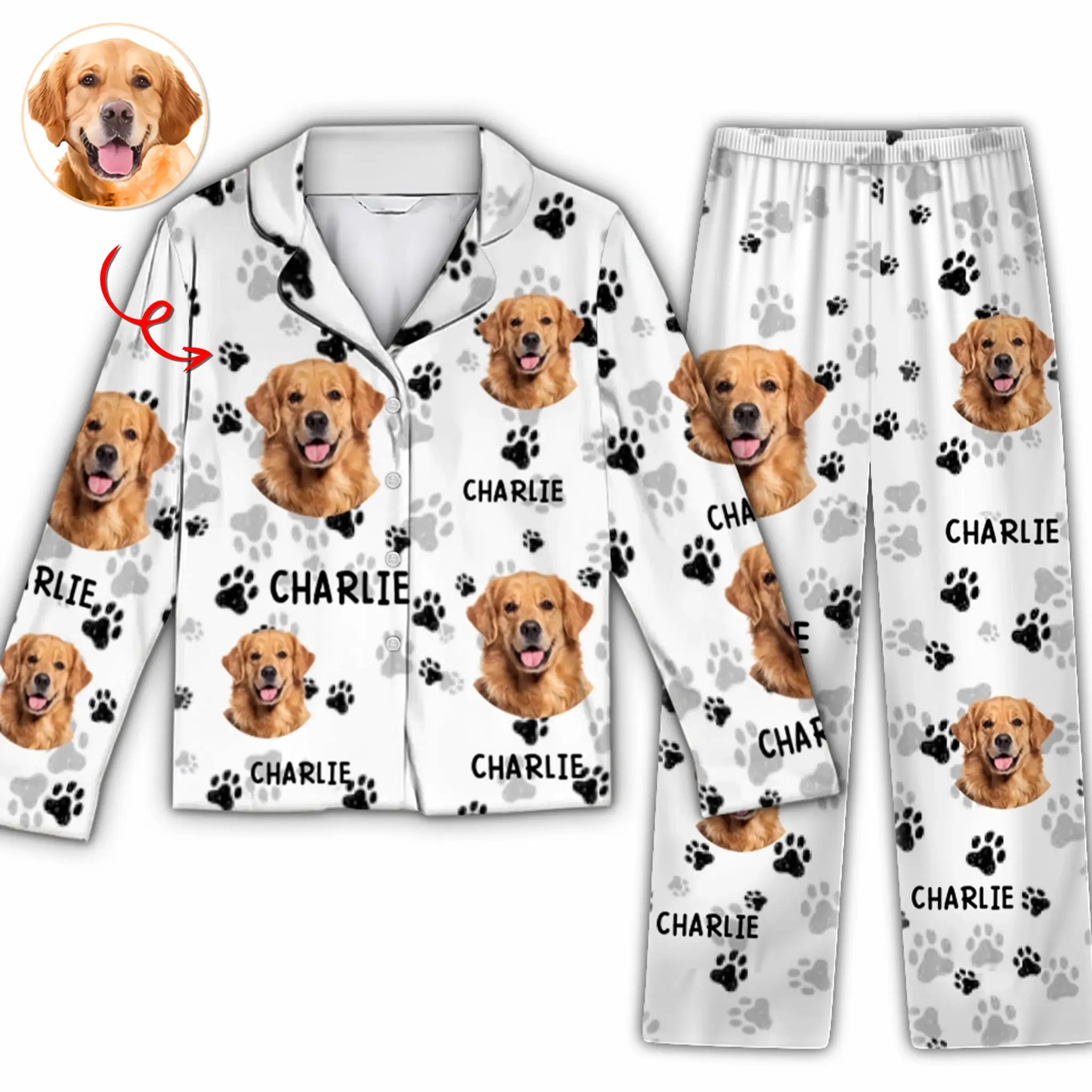 Custom Pet Photo - Personalized Pajama Set Long, Gift for Pet Lover