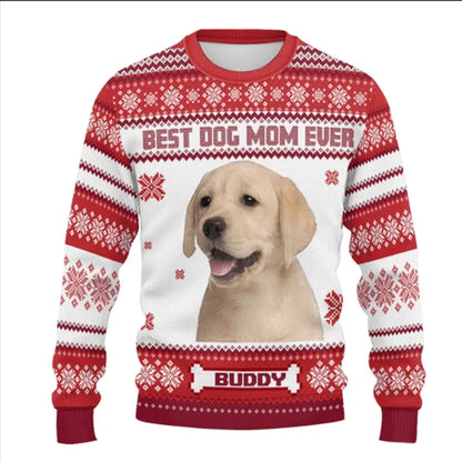 Personalized Pet Photo Sweatshirt – Custom 'You're Pawsome' Unisex Wool Jumper – Perfect Christmas Gift for Dog & Cat Lovers