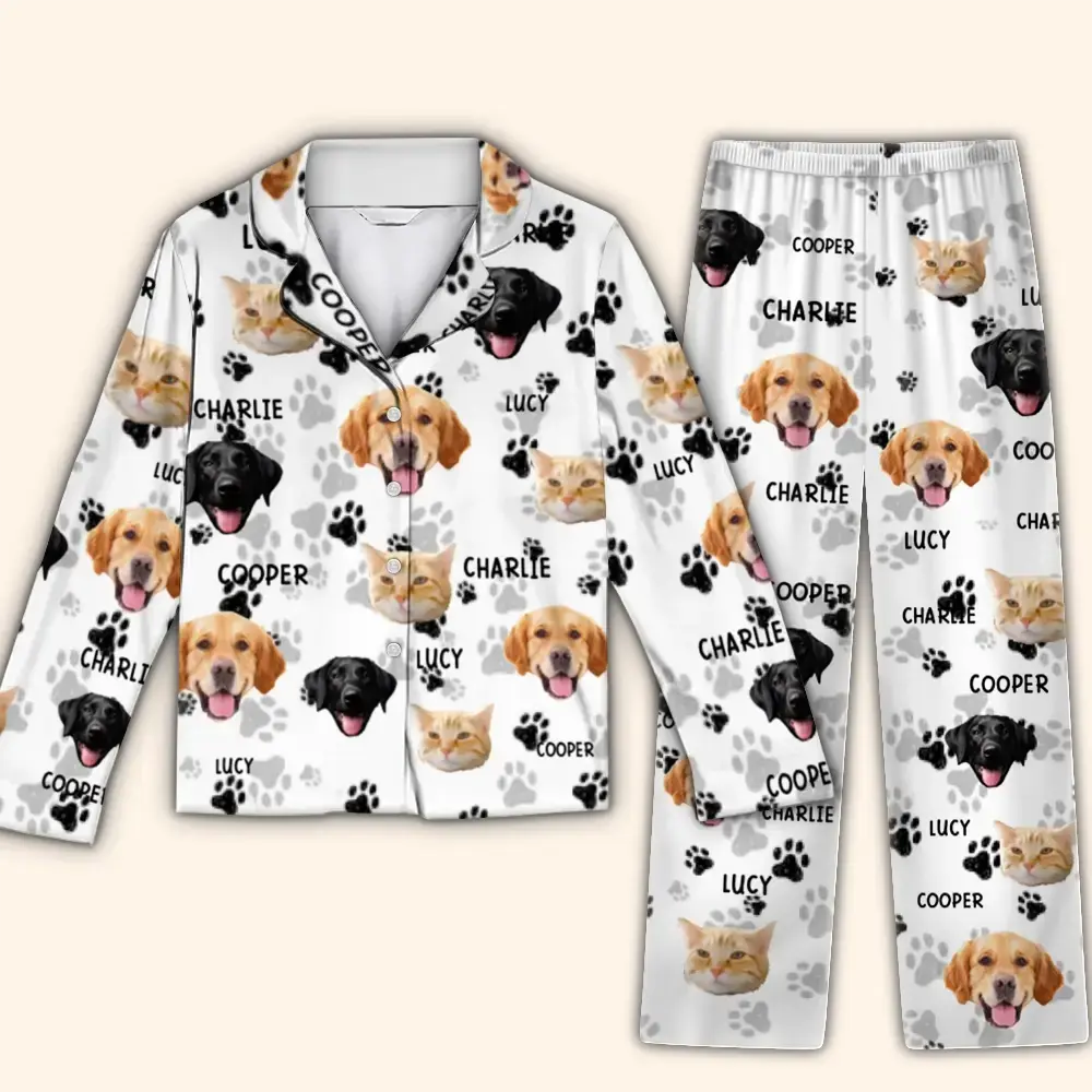 Custom Photo - Personalized Pajama Set Long, Gift for Pet Lover Duconspace