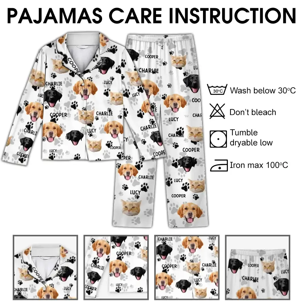 Custom Photo - Personalized Pajama Set Long, Gift for Pet Lover Duconspace