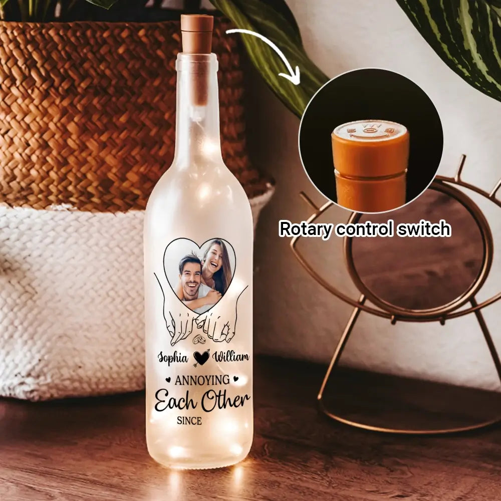 Custom Photo Bottle Lamp - Personalized Anniversary Wedding Gifts for Couples