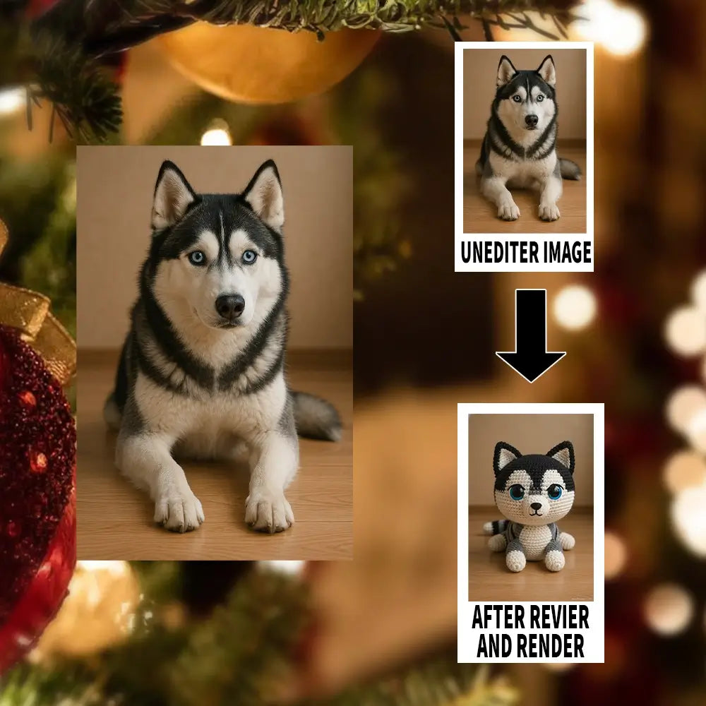 Custom Photo Crochet Acrylic Ornament - Personalized Funny Gift for Pet Lovers