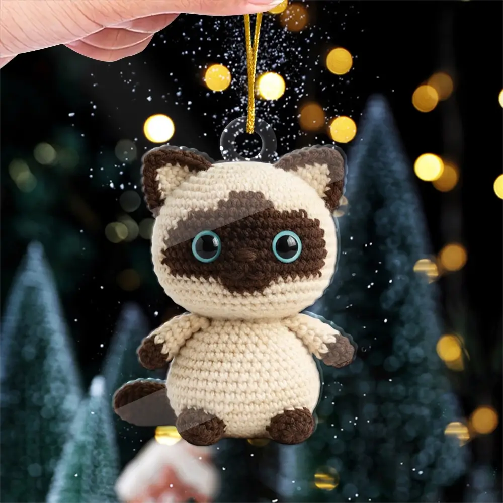 Custom Photo Crochet Acrylic Ornament - Personalized Funny Gift for Pet Lovers