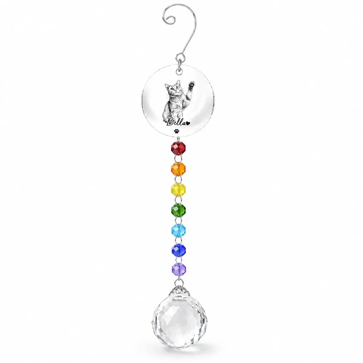Custom Photo Crystal Suncatcher With Charm - Personalized Pet Memorial Gifts