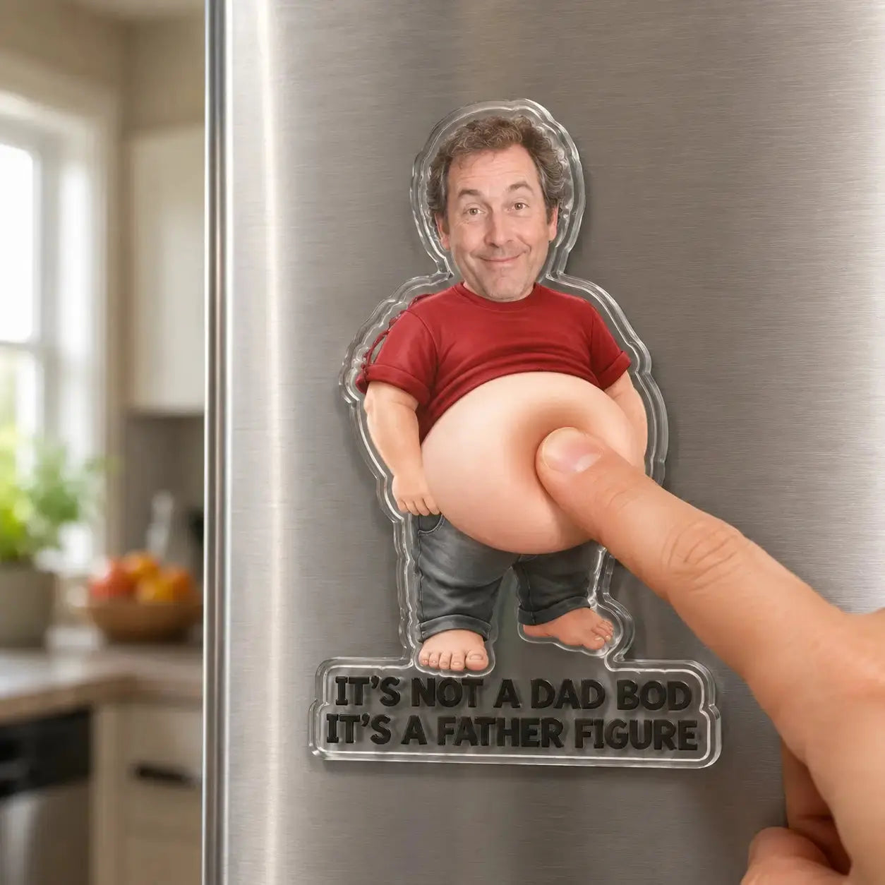 Custom Photo Dad Bod Belly Squishy Acrylic Fridge Magnet Duconspace