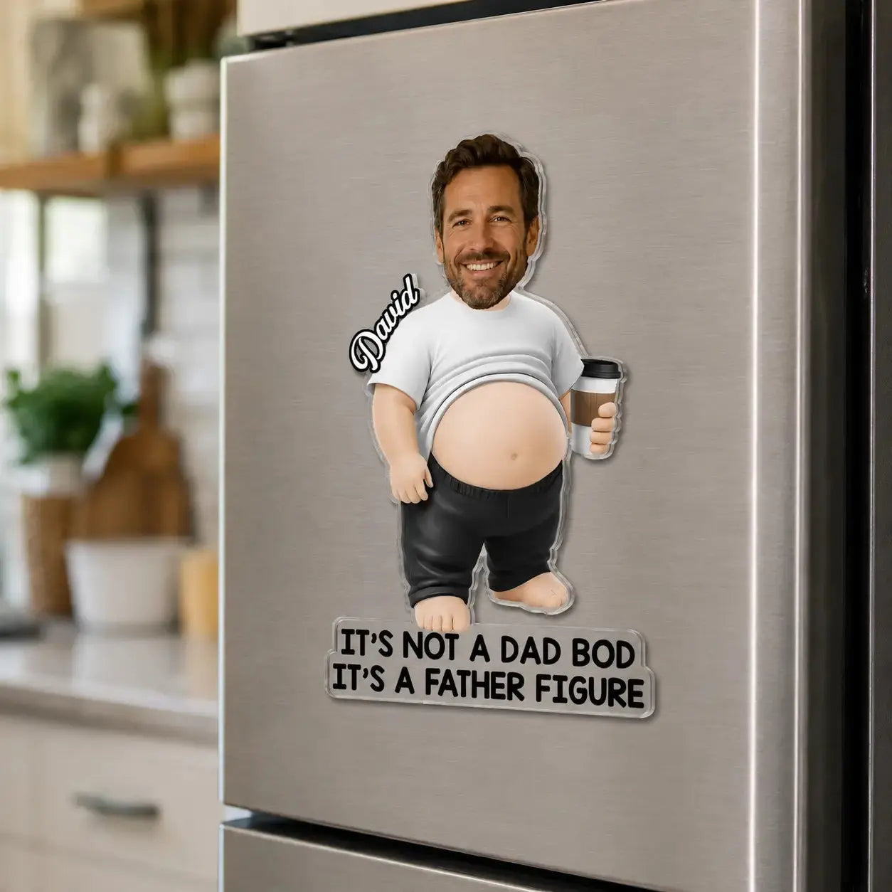 Custom Photo Dad Bod Belly Squishy Acrylic Fridge Magnet Duconspace