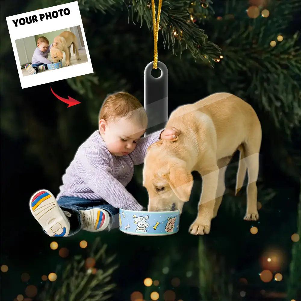 Custom Photo First Friends - Personalized Baby & Dog Acrylic Ornament - Cherished Gift for New Parents and Pet Lovers