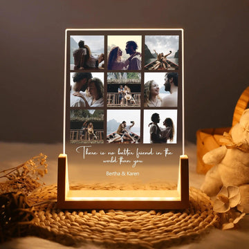 Custom Photo 'Light Up Our Lives' - Personalized Photo Night Light - LED Collage Lamp - Ideal Anniversary, Birthday Gift for Friends or Couples