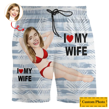 Custom Photo Men Beach Shorts - Pesonalized Gift for Him