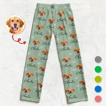 Custom Photo Pet Face and Name - Personalized Pajama Pants, Gift for Pet Lovers Duconspace