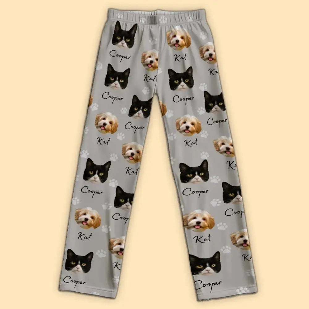 Custom Photo Pet Face and Name - Personalized Pajama Pants, Gift for Pet Lovers Duconspace