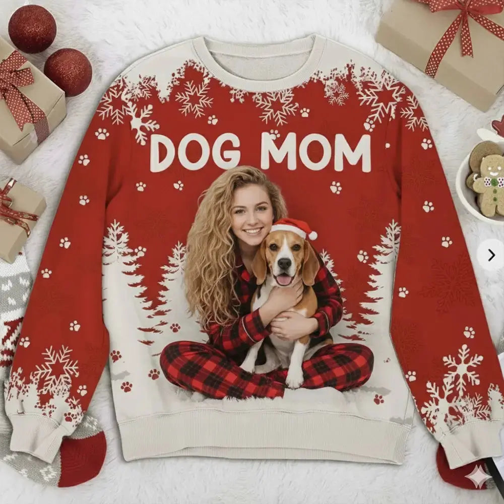 Custom Photo Sweatshirt for Dog Mom Wool Sweater for Dog Lovers Duconspace