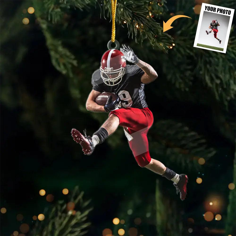Custom Photo Touchdown Celebrations - Personalized Football Player Acrylic Ornament - Christmas Gift for Sports Fans