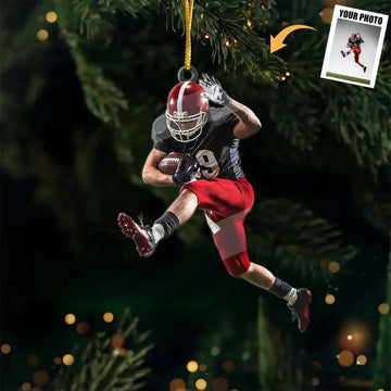 Custom Photo Touchdown Celebrations - Personalized Football Player Acrylic Ornament - Christmas Gift for Sports Fans