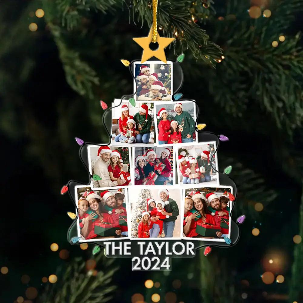 Custom Photo 'Treasured Moments, Treasured Memories' - Personalized Acrylic Christmas Tree Ornament - Custom Your Family Name & Year - Special Holiday Keepsake