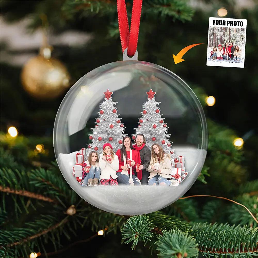Custom Photo Winter Wonderland - Personalized Family Christmas Ball Ornament - 3D Holiday Keepsake - Perfect Gift for Families