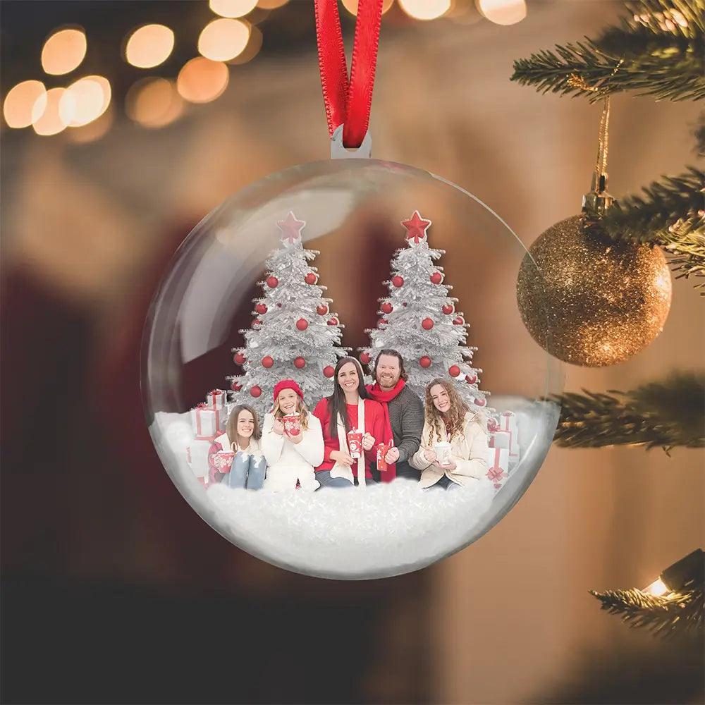 Custom Photo Winter Wonderland - Personalized Family Christmas Ball Ornament - 3D Holiday Keepsake - Perfect Gift for Families