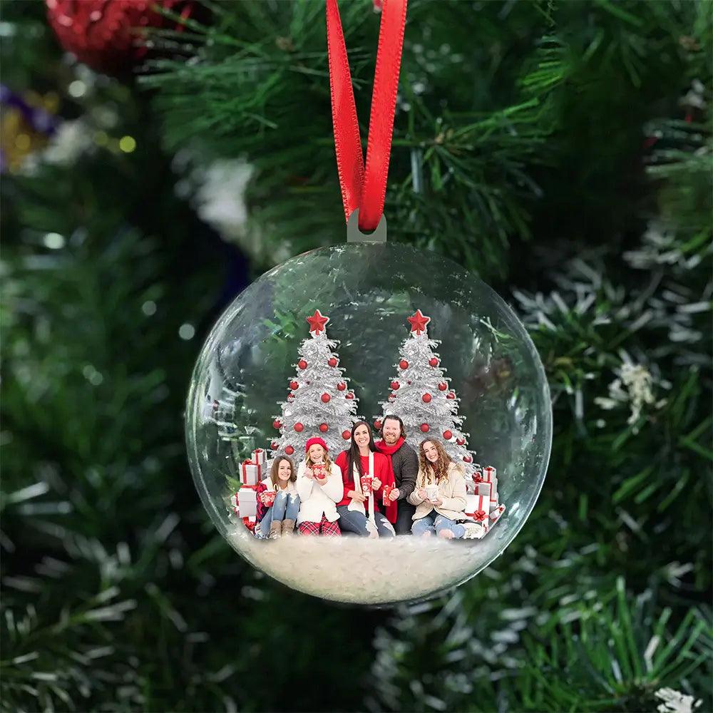 Custom Photo Winter Wonderland - Personalized Family Christmas Ball Ornament - 3D Holiday Keepsake - Perfect Gift for Families