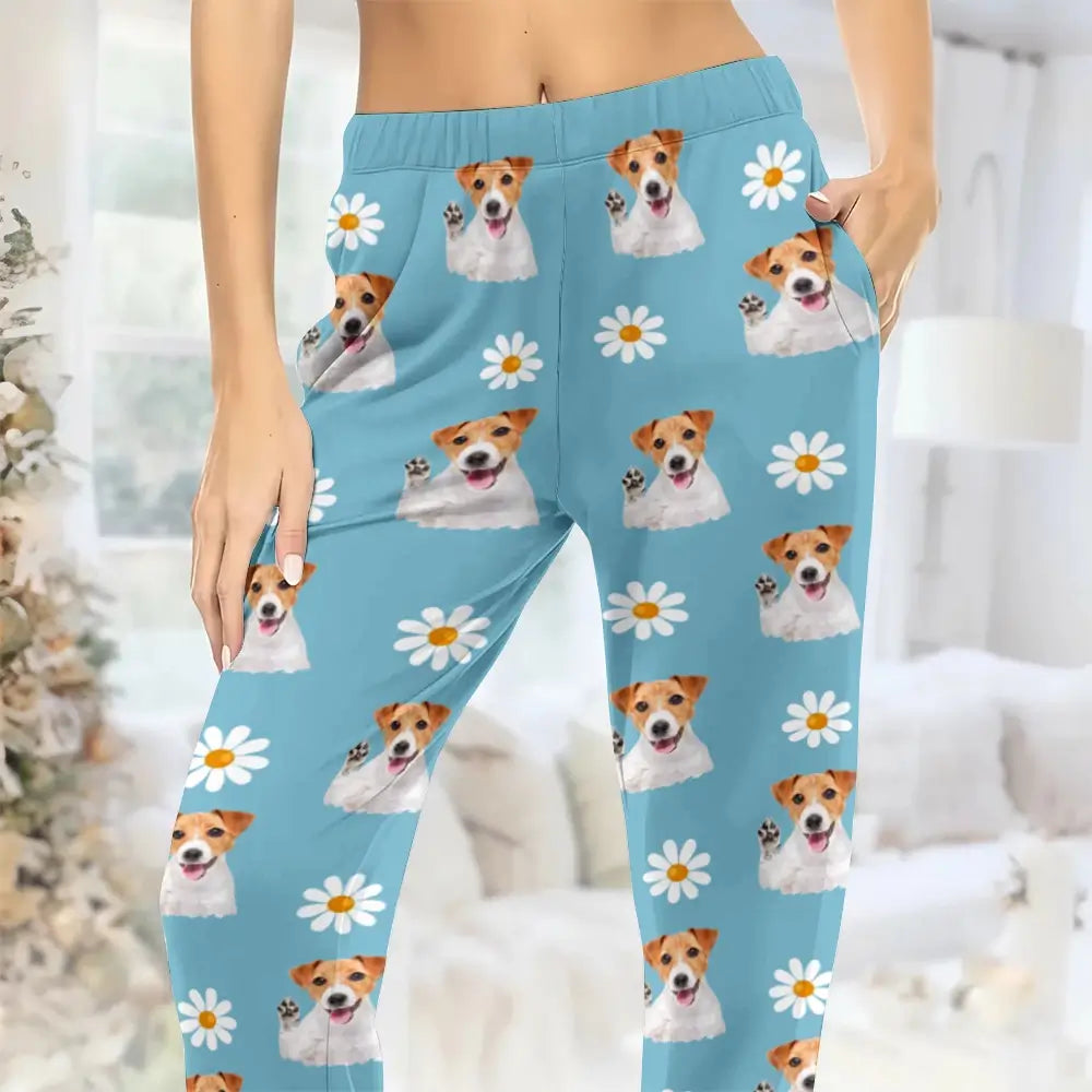 Custom Photo With Funny Icon -personalized Pajama Pants, Gift for Pet Lovers