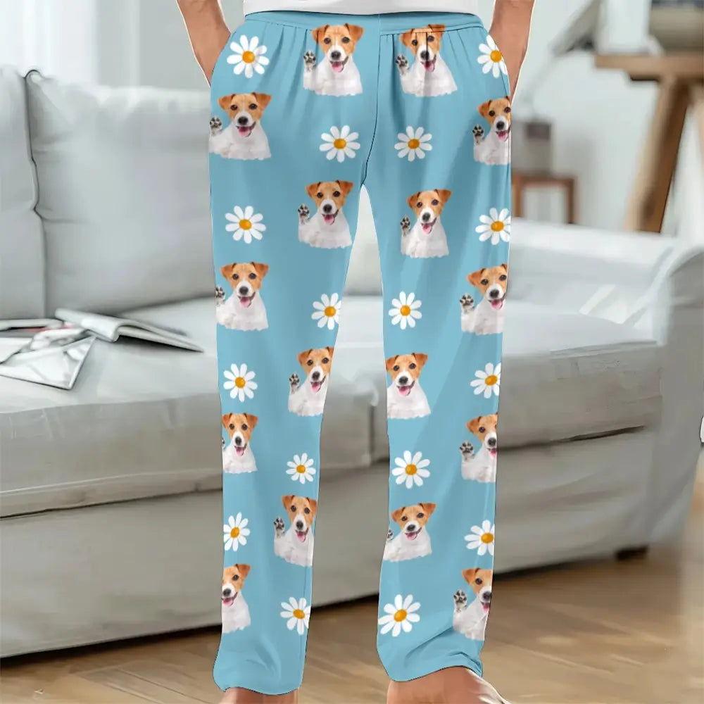 Custom Photo With Funny Icon -personalized Pajama Pants, Gift for Pet Lovers